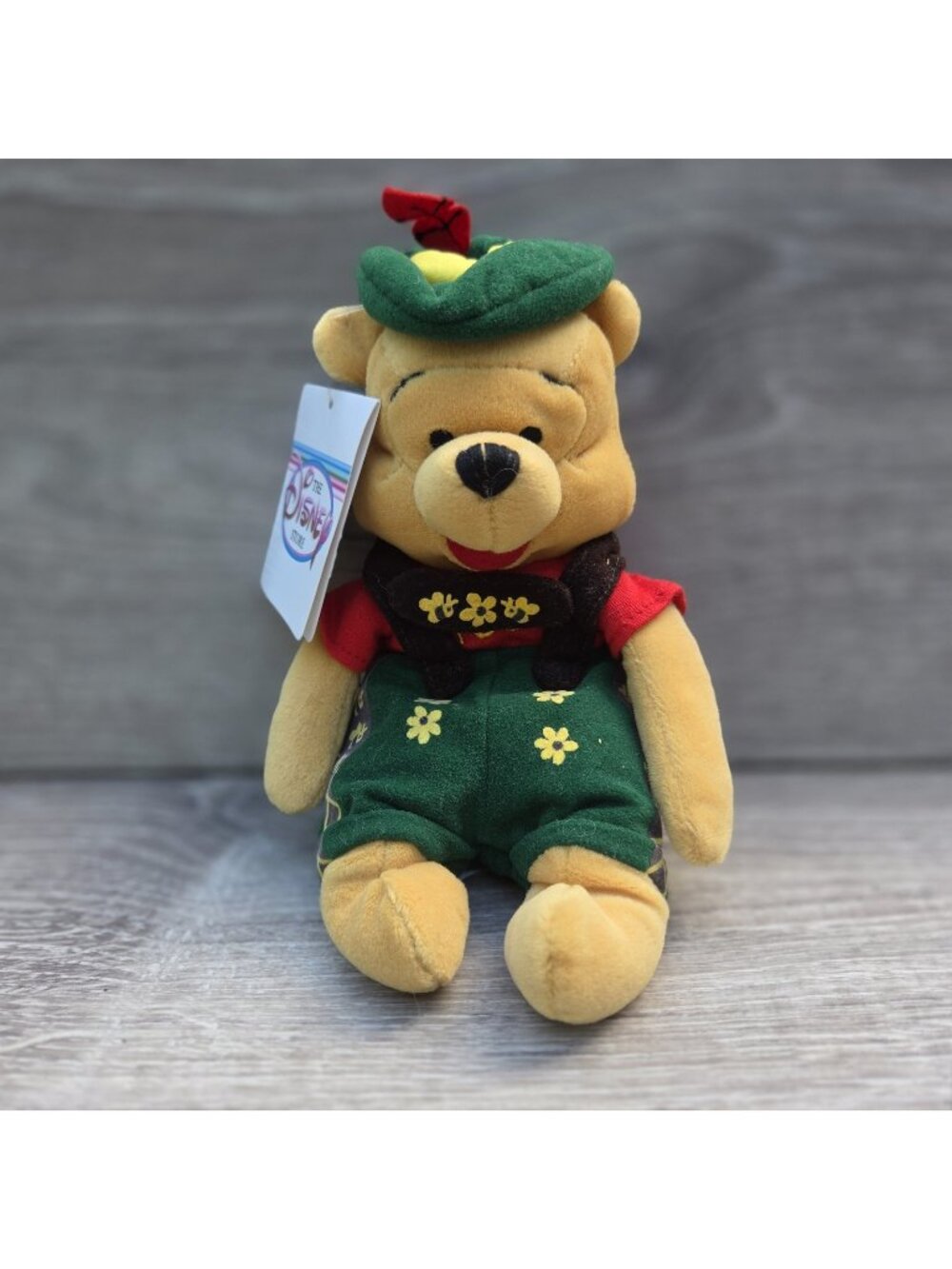 VTG Disney Store October Fest Winnie the Pooh 8" Mini Bean Plush NWT Lederhosen